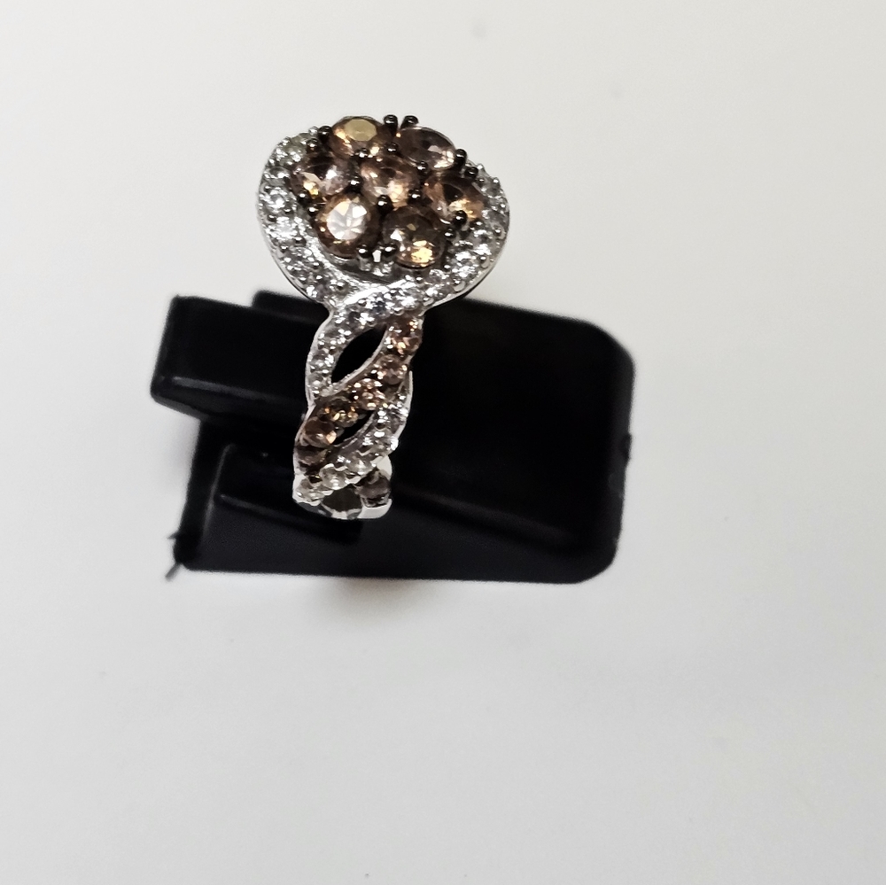 Genuine Brown Andalusite & Zircon π Platinum over Sterling Silver. Sz 5! NEW - Picture 11 of 12